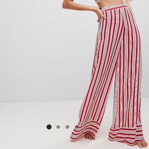 PrettyLittleThing Stripe Wide Leg Beach pants